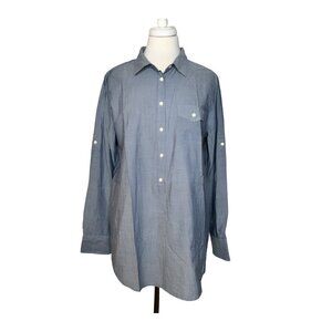 J. Crew Factory Women’s Long Sleeve Cotton Chambray Tunic Top Size L